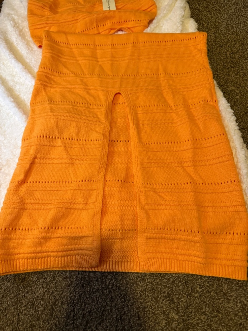 Orange Knit Two-Piece Skirt Set - Women - Picture 2 of 4